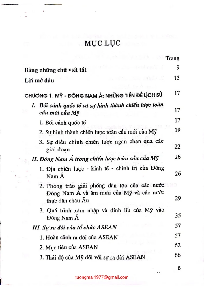 Trang 1 - Ảnh minh họa nội dung sách Chính sách của Hoa Kỳ đối với ASEAN trong và sau chiến tranh lạnh