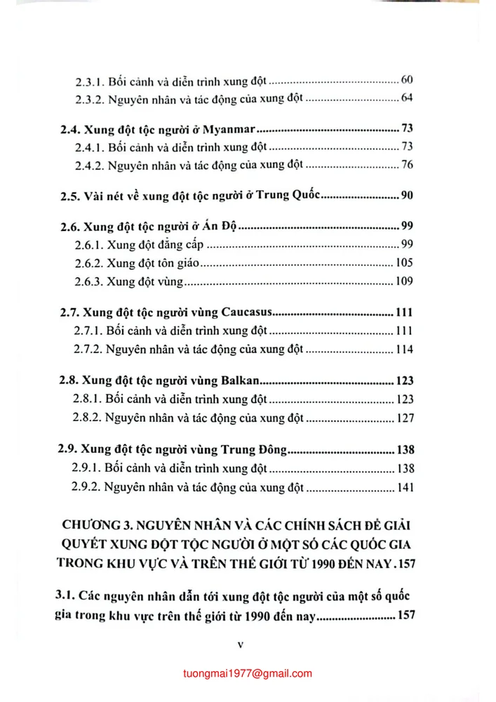 Mục lục chi tiết trang 1 sách Xung đột tộc người trong khu vực và trên thế giới giai đoạn 1990 đến nay