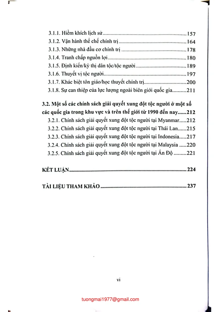 Mục lục chi tiết trang 2 sách Xung đột tộc người trong khu vực và trên thế giới giai đoạn 1990 đến nay