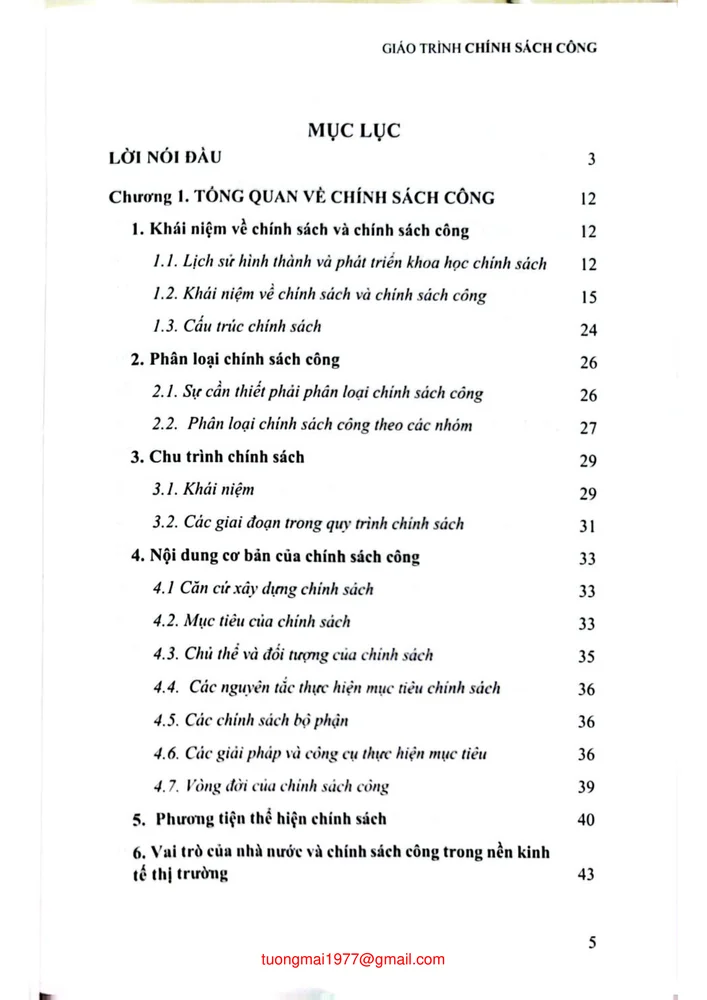 Trang 1 - Ảnh minh họa nội dung sách Giáo trình Chính sách công