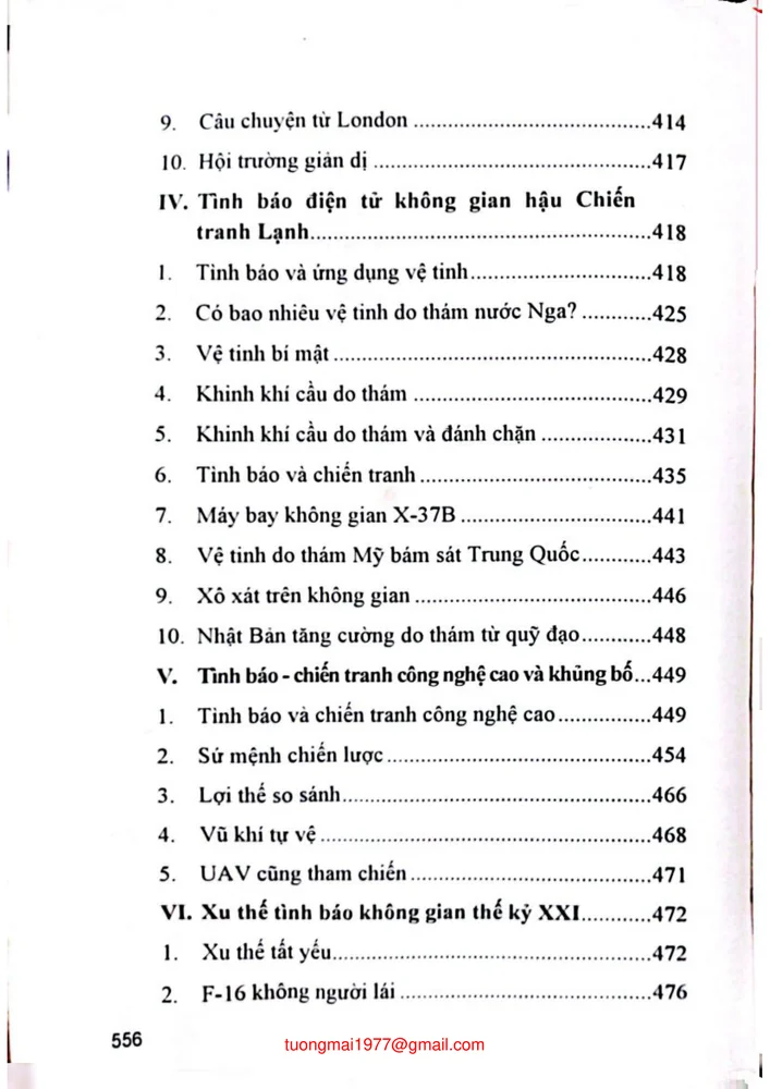 Mục lục chi tiết trang 5 sách Tình báo điện tử không gian