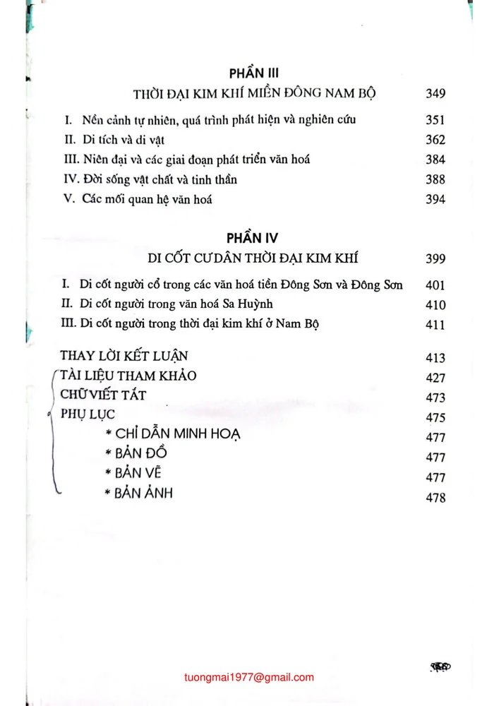 Mục lục chi tiết trang 2 sách Khảo cổ học Việt Nam. Tập 2 Thời đại kim khí