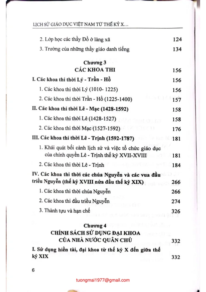 Mục lục chi tiết trang 1 sách Lịch sử giáo dục Việt Nam từ thế kỷ X đến 1858