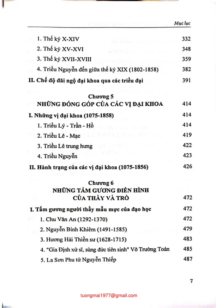 Mục lục chi tiết trang 2 sách Lịch sử giáo dục Việt Nam từ thế kỷ X đến 1858