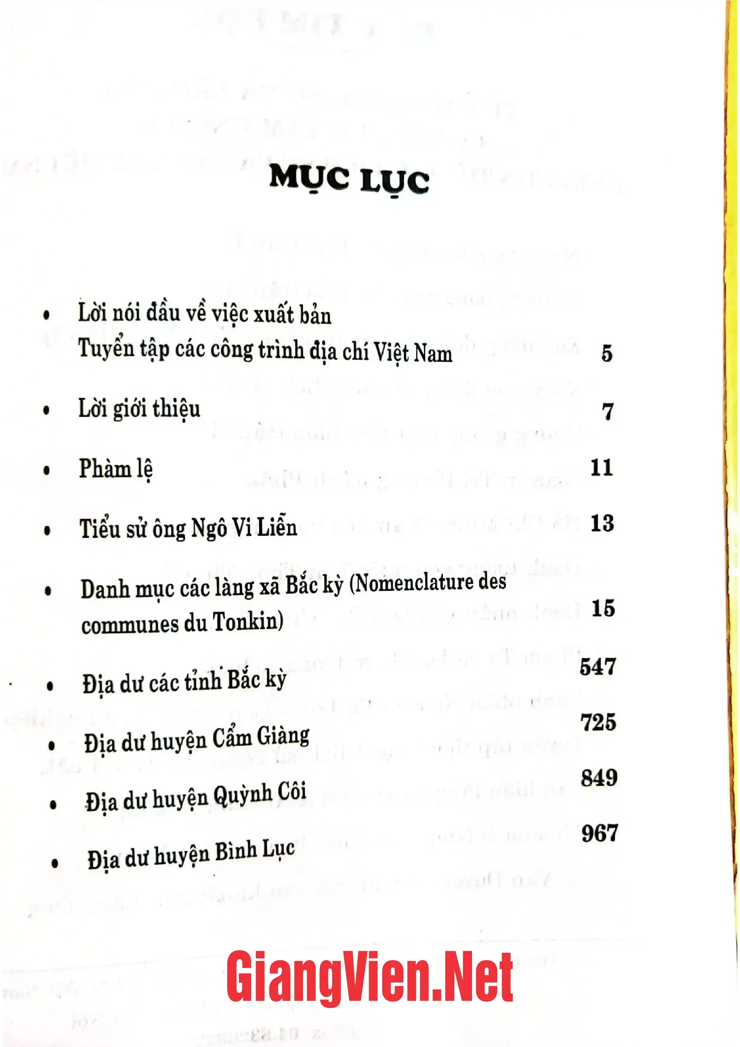 Ảnh minh họa nội dung cuốn sách: Tên làng xã và địa dư các tỉnh Bắc kỳ, Tuyển tập các công trình địa chí Việt Nam