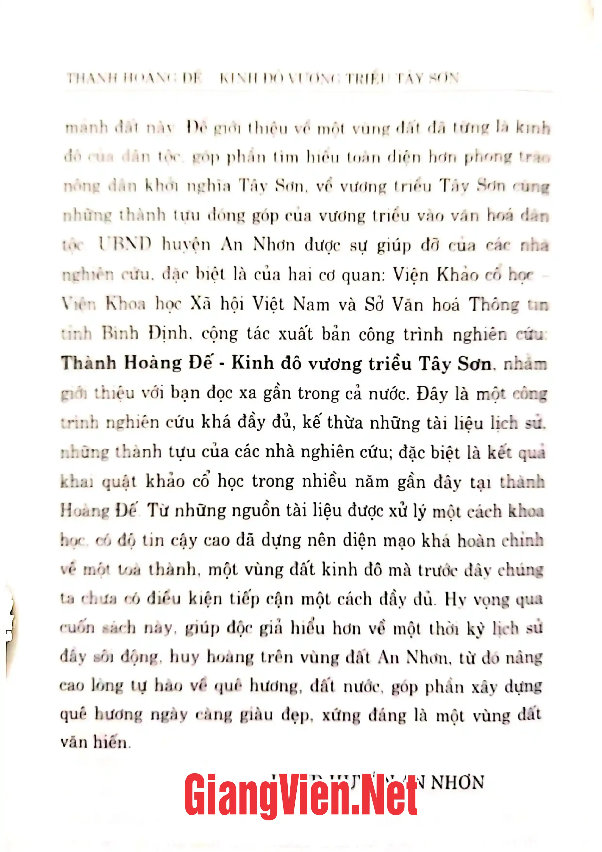 Ảnh minh họa nội dung cuốn sách: Thành hoàng đế Kinh đô vương triều Tây Sơn
