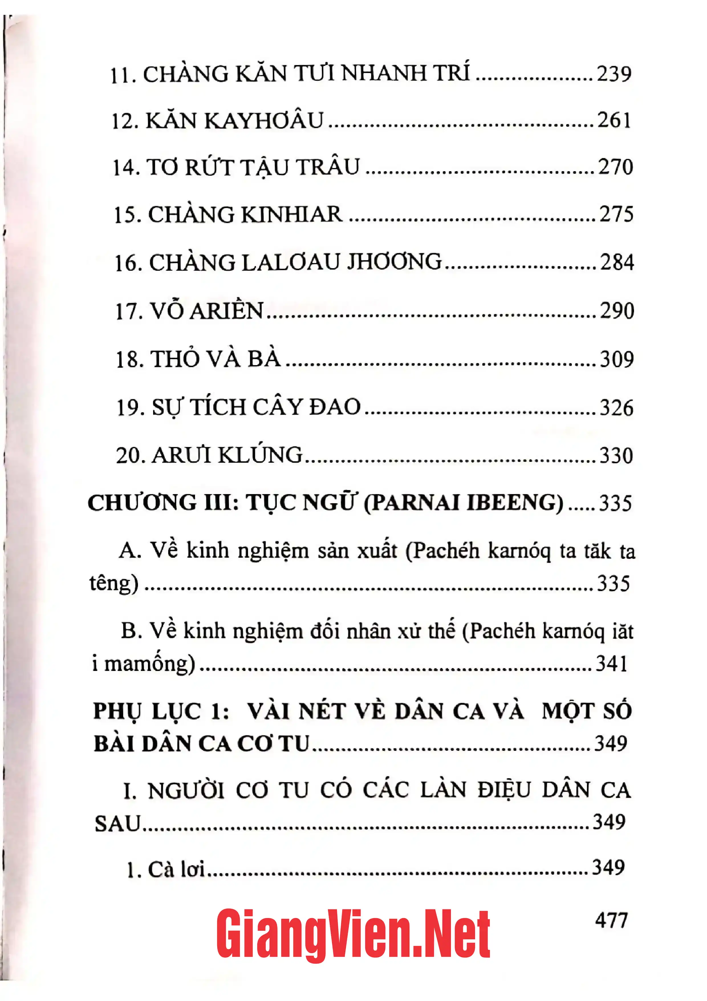 Ảnh minh họa nội dung cuốn sách: Văn học dân gian dân tộc Cơ Tu