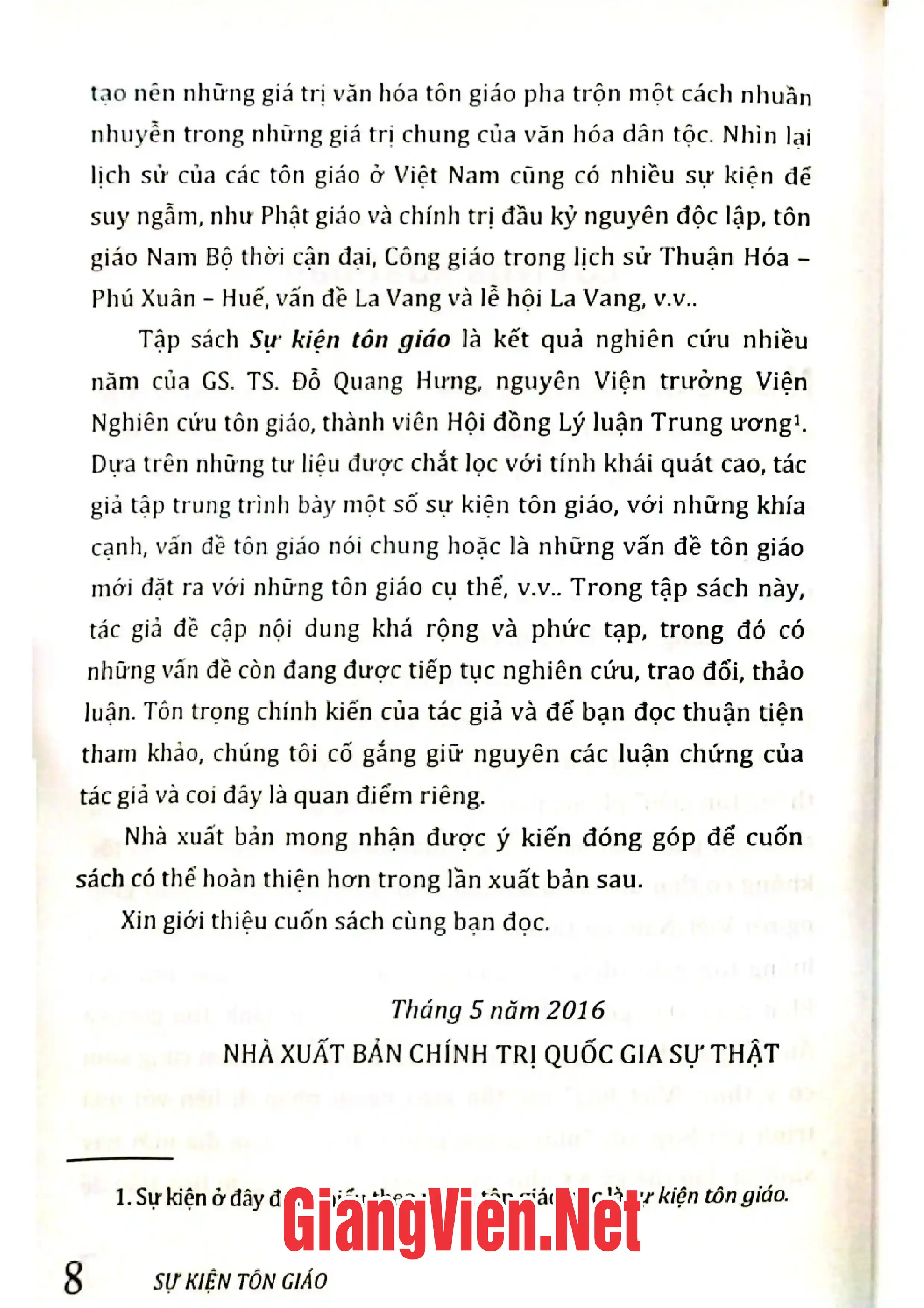 Ảnh minh họa nội dung cuốn sách: Sự kiện tôn giáo