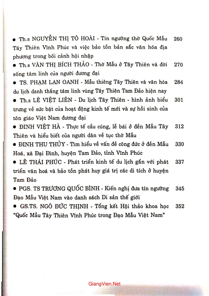 Trang 3 - Ảnh minh họa nội dung sách Quốc mẫu Tây Thiên Vĩnh Phúc trong đạo mẫu Việt Nam (Kỷ yếu Hội thảo khoa học)