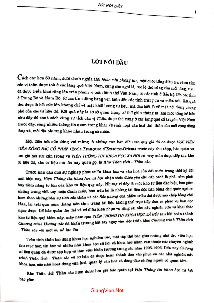 Trang 1 - Ảnh minh họa nội dung sách Thư mục thần tích thần sắc