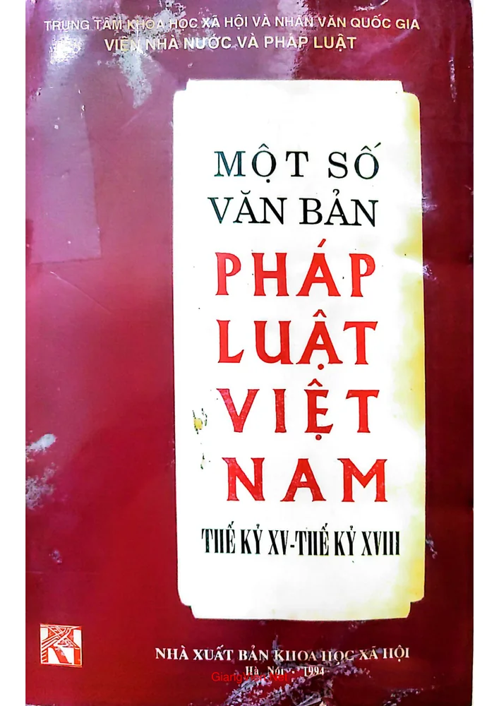 Một số văn bản pháp luật Việt Nam thế kỷ 15 đến thế kỷ 18
