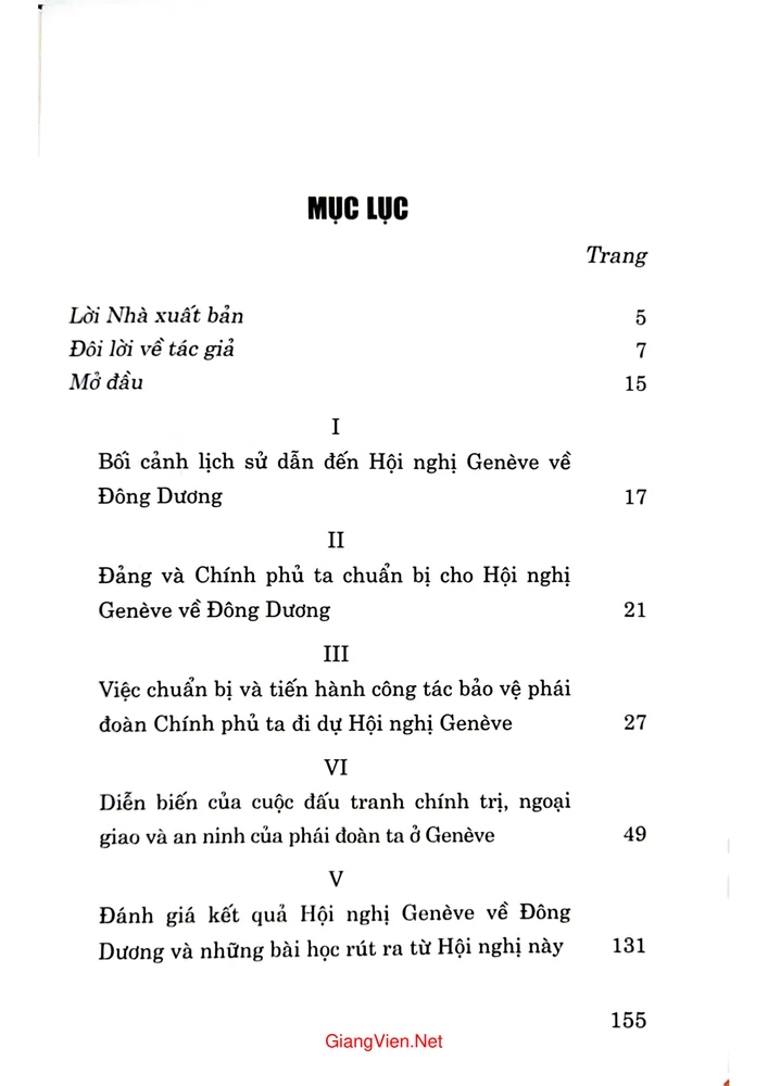 Trang 1 - Ảnh minh họa nội dung sách Hội nghị Geneve về Đông Dương năm 1954 góc nhìn của người trong cuộc
