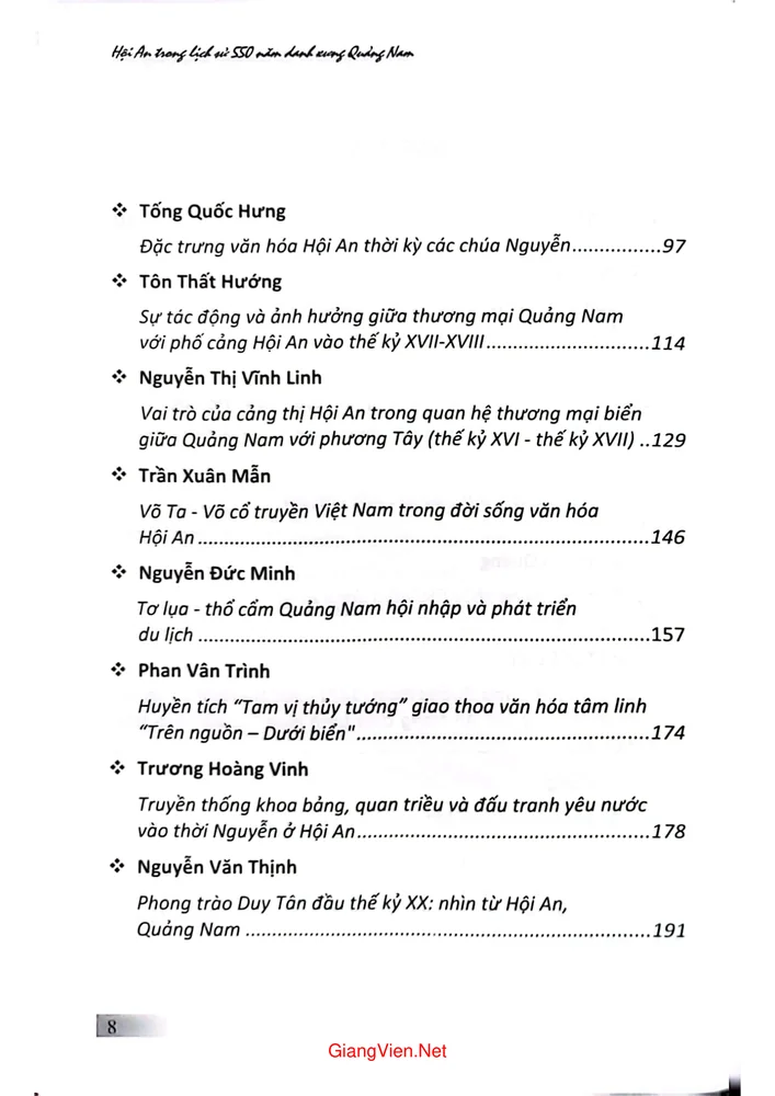 Trang 2 - Ảnh minh họa nội dung sách Hội An Trong lịch sử 550 năm danh xưng Quảng Nam (1471 - 2021)