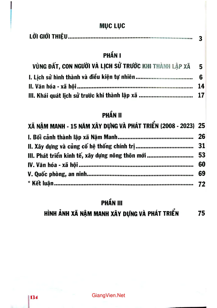 Trang 1 - Ảnh minh họa nội dung sách Kỷ yếu 15 năm xã Nậm Manh xây dựng và phát triển (2008 - 2023)