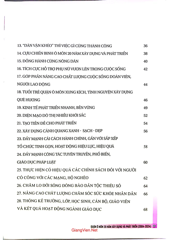 Trang 2 - Ảnh minh họa nội dung sách Kỷ yếu quận Ô Môn 20 năm xây dựng và phát triển (2004 - 2024)