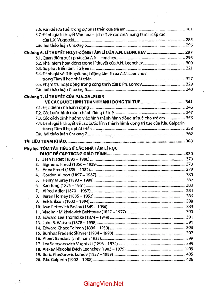 Trang 2 - Ảnh minh họa nội dung sách Giáo trình Các lý thuyết phát triển tâm lý con người