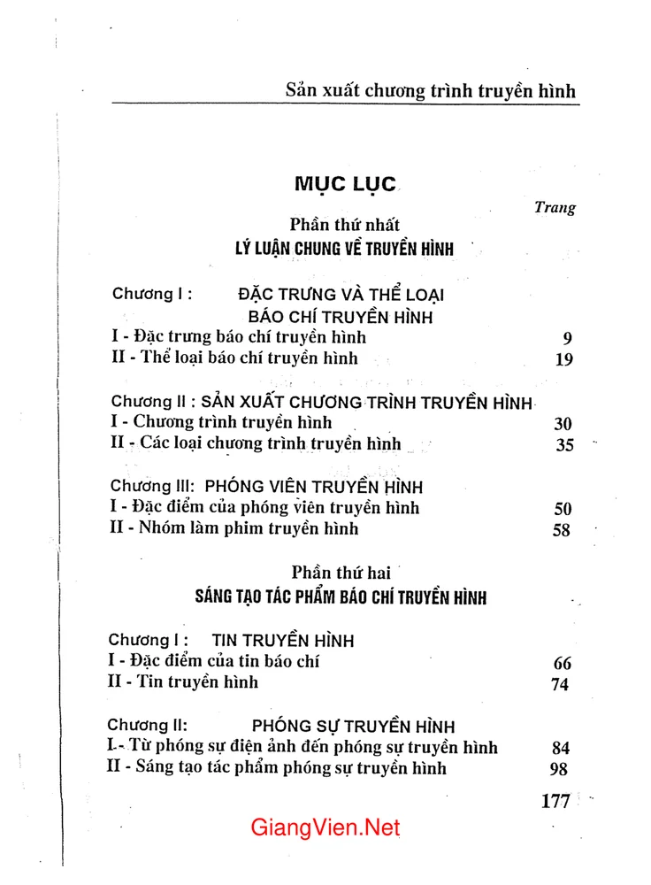 Trang 1 - Ảnh minh họa nội dung sách Sản xuất chương trình truyền hình