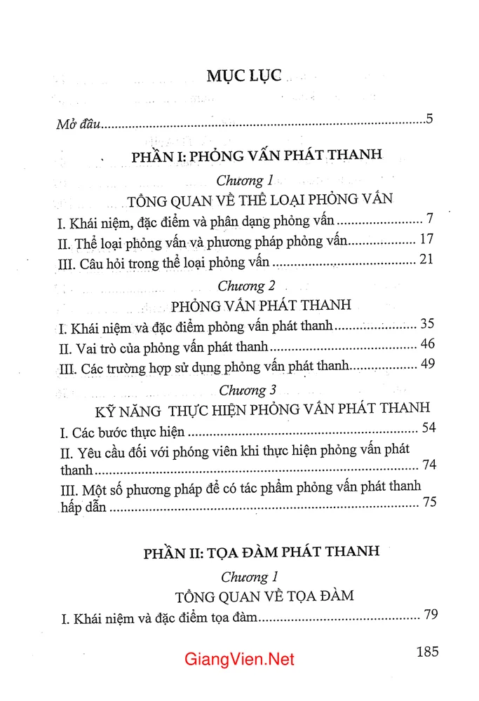 Trang 1 - Ảnh minh họa nội dung sách Phỏng vấn phát thanh và tọa đàm phát thanh