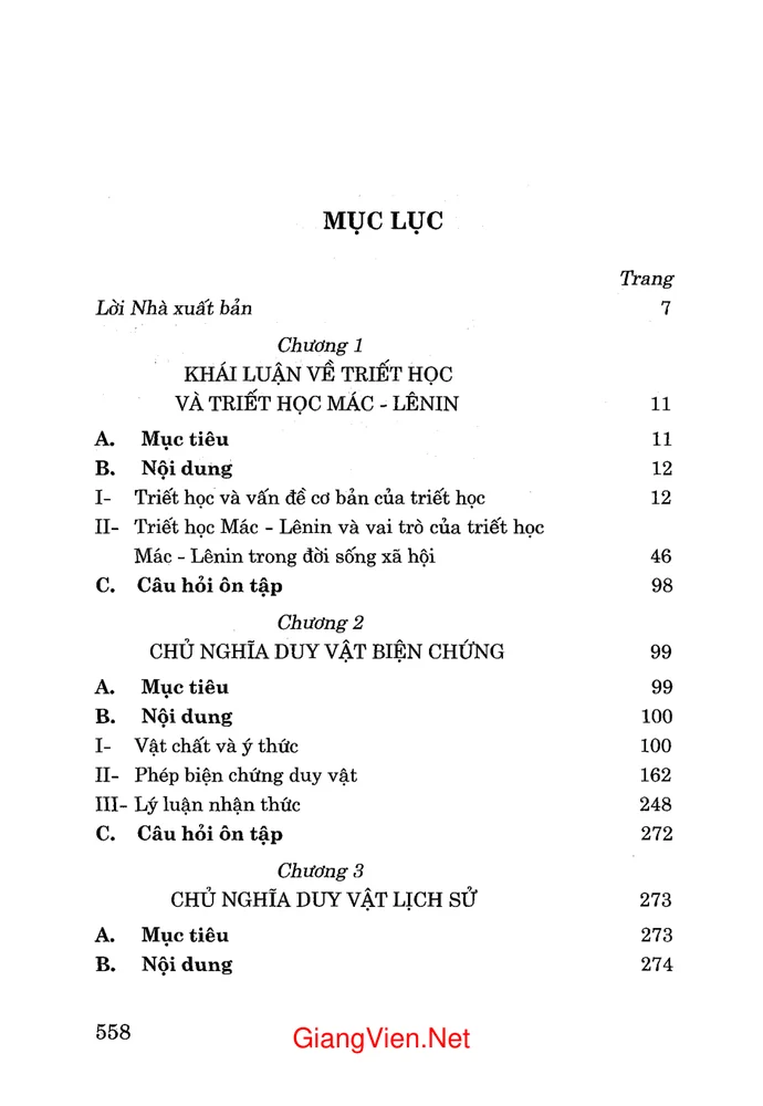 Trang 1 - Ảnh minh họa nội dung sách Giáo trình Triết học Mác - LêNin- chuyên
