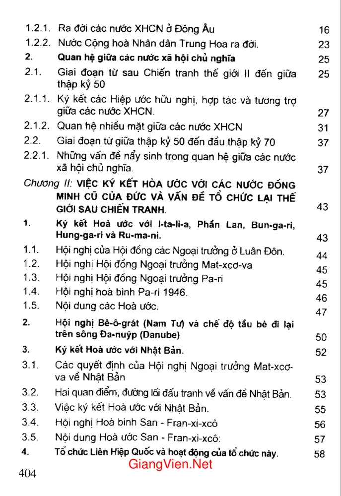 Trang 2 - Ảnh minh họa nội dung sách Giáo trình lịch sử quan hệ quốc tế 1945 - 1990