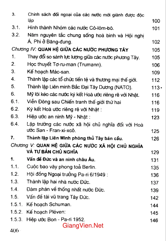 Trang 4 - Ảnh minh họa nội dung sách Giáo trình lịch sử quan hệ quốc tế 1945 - 1990