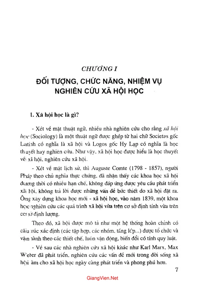 Trang 2 - Ảnh minh họa nội dung sách Giáo trình Xã hội học đại cương