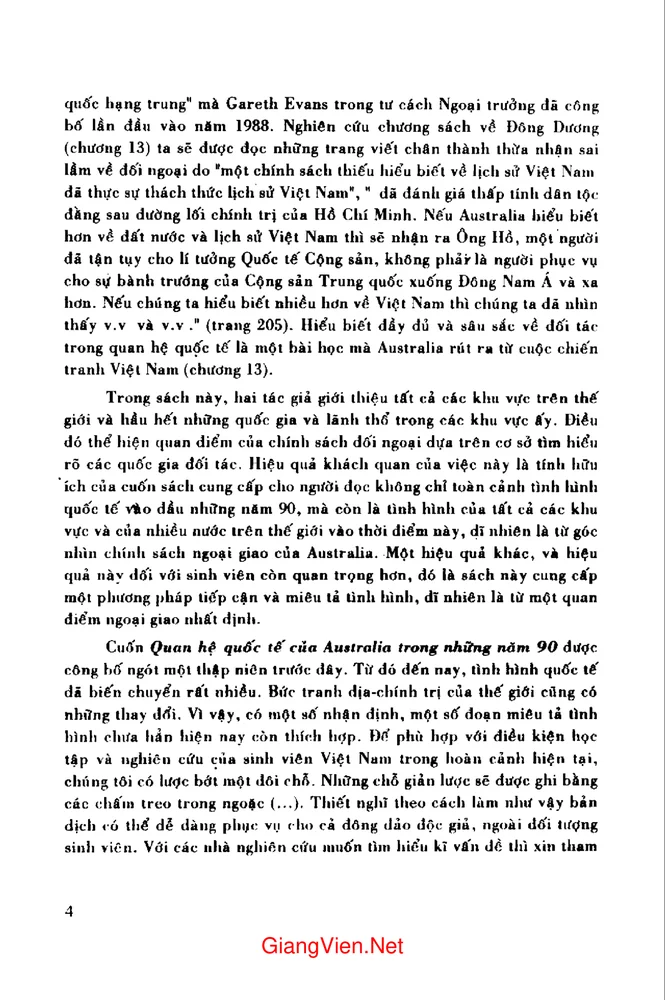 Trang 3 - Ảnh minh họa nội dung sách Quan hệ quốc tế của Sustralia trong những năm 1990