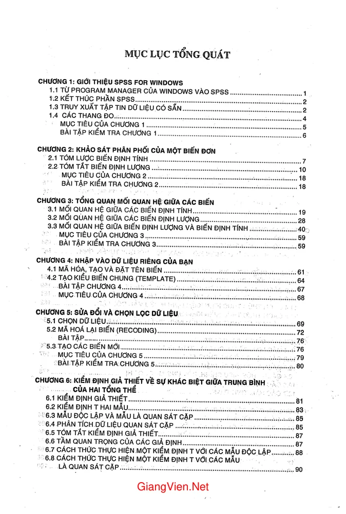 Trang 1 - Ảnh minh họa nội dung sách Ứng dụng SPSS để xử lý và phân tích dữ kiện nghiên cứu (Marketing, Quản trị, Kinh tế, Y học, Tâm lý, XH)