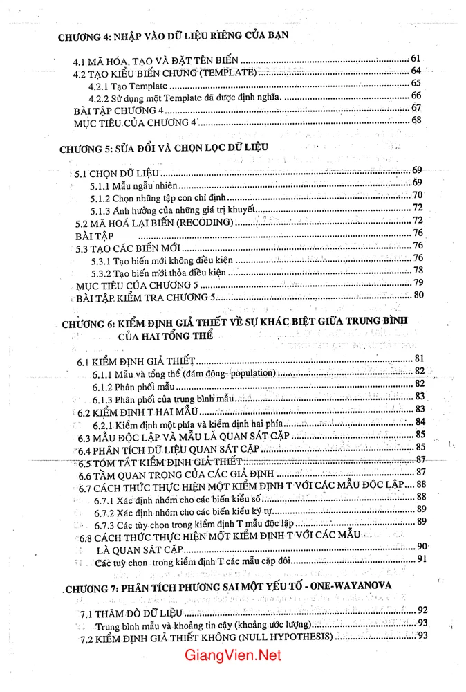 Trang 4 - Ảnh minh họa nội dung sách Ứng dụng SPSS để xử lý và phân tích dữ kiện nghiên cứu (Marketing, Quản trị, Kinh tế, Y học, Tâm lý, XH)