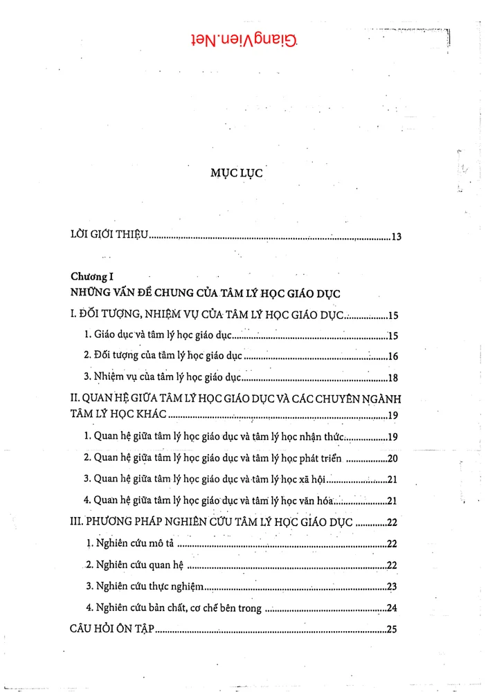 Trang 1 - Ảnh minh họa nội dung sách Tâm lý học giáo dục