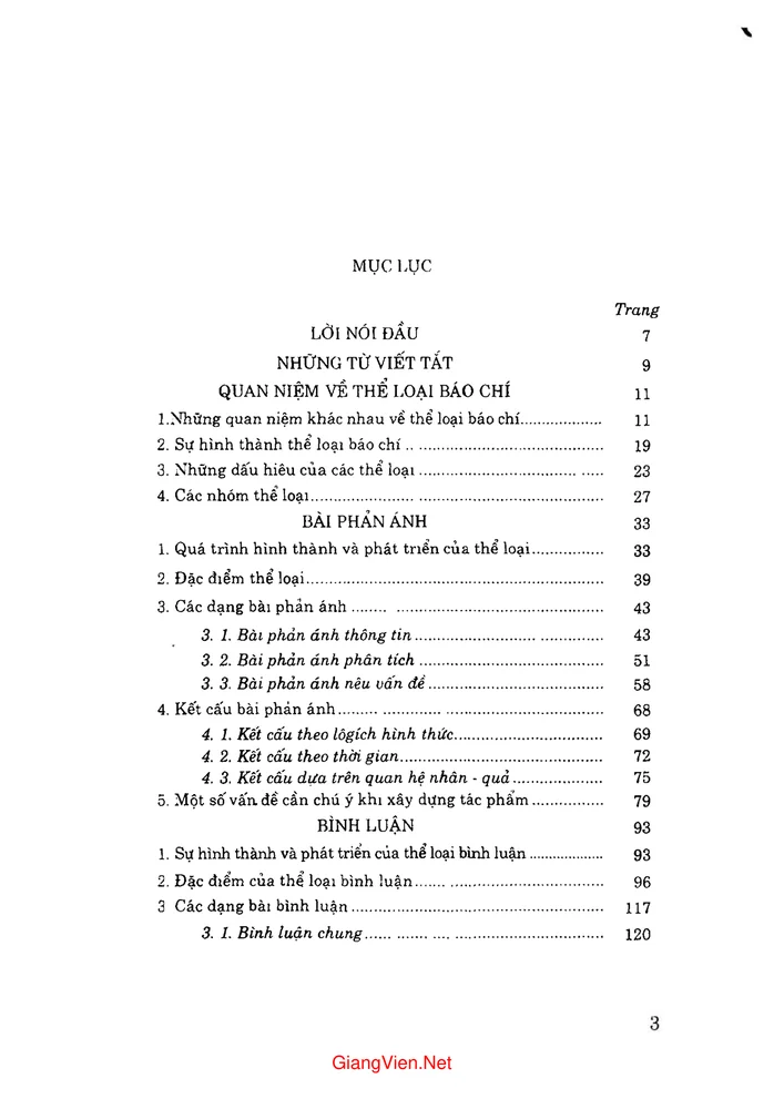 Trang 1 - Ảnh minh họa nội dung sách Các thể loại báo chí chính luận