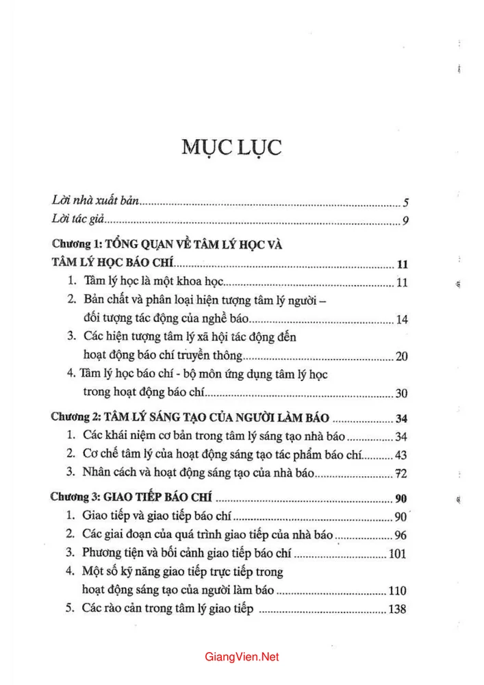 Trang 1 - Ảnh minh họa nội dung sách Tâm lý học ứng dụng trong nghề báo