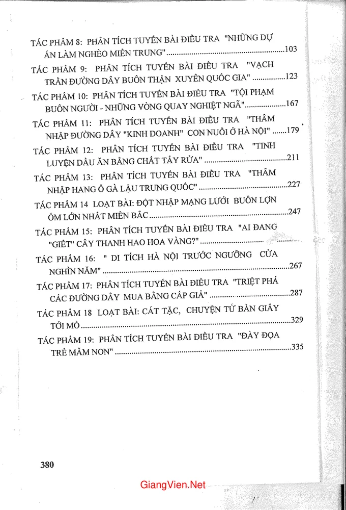Trang 2 - Ảnh minh họa nội dung sách Tác phẩm báo chí điều tra. Tuyển chọn và phân tích