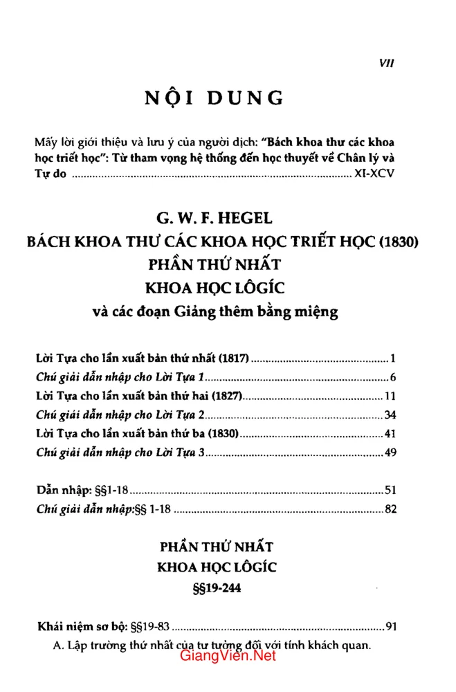 Trang 1 - Ảnh minh họa nội dung sách Bách khoa thư các khoa học triết học I (Khoa học Logic)