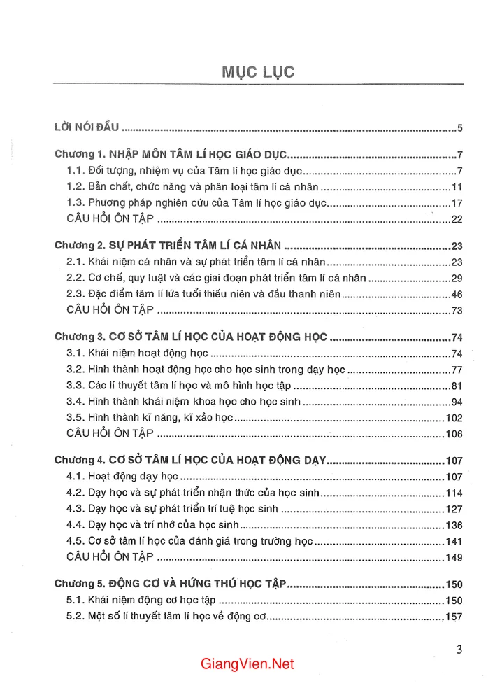 Trang 1 - Ảnh minh họa nội dung sách Giáo trình Tâm lý học giáo dục