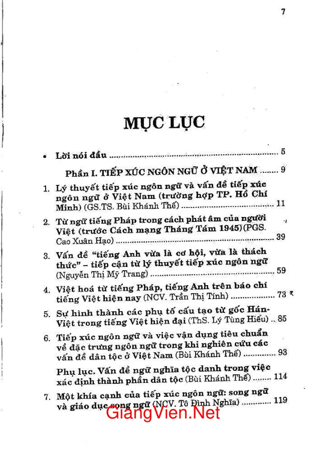 Trang 1 - Ảnh minh họa nội dung sách Tiếp xúc ngôn ngữ ở Việt Nam