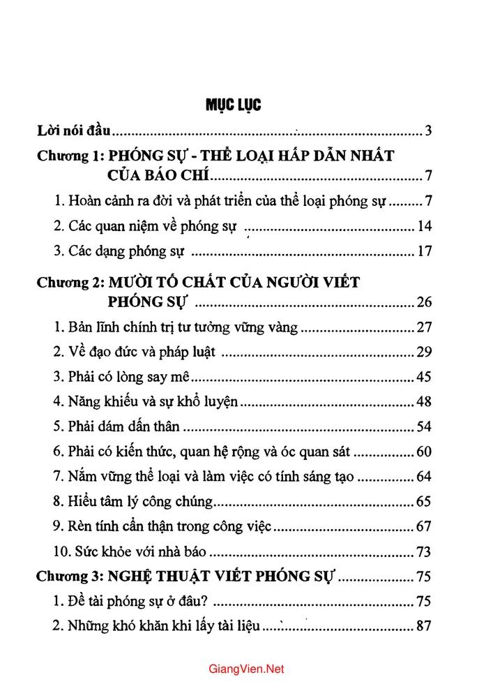 Trang 1 - Ảnh minh họa nội dung sách Phóng sự báo chí - Lý thuyết, kỹ năng và kinh nghiệm