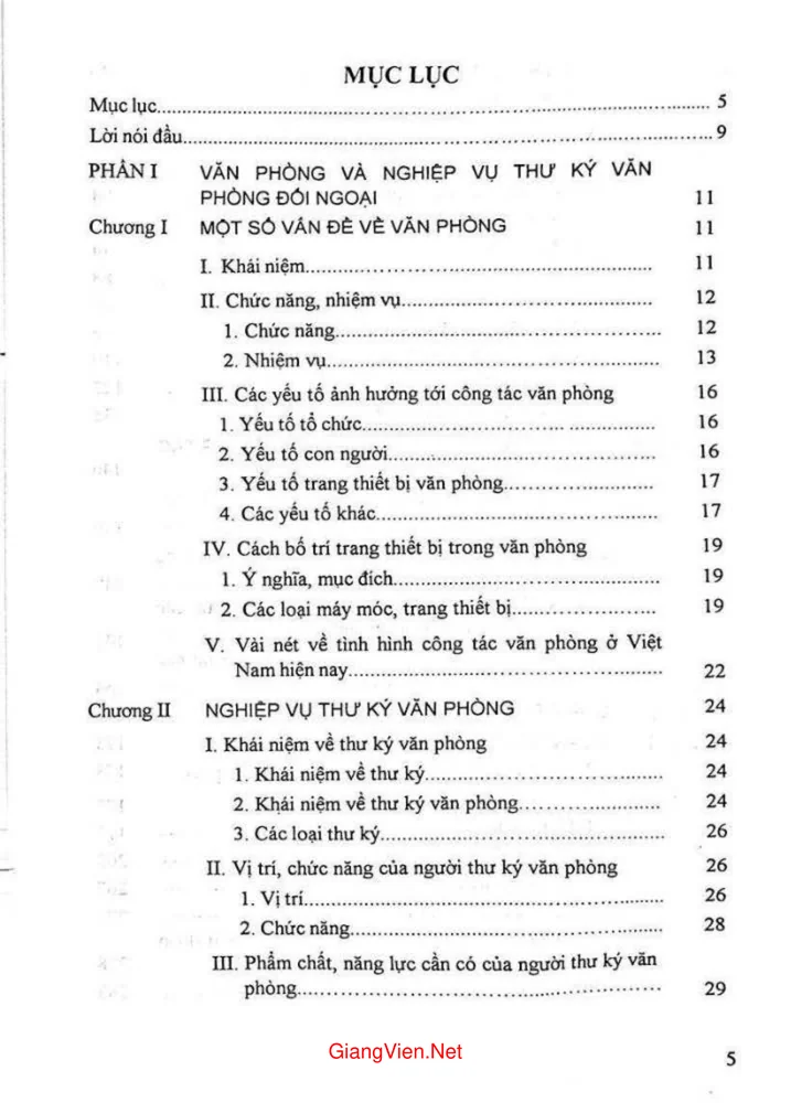 Trang 1 - Ảnh minh họa nội dung sách Giáo trình nghiệp vụ thư ký văn phòng đối ngoại