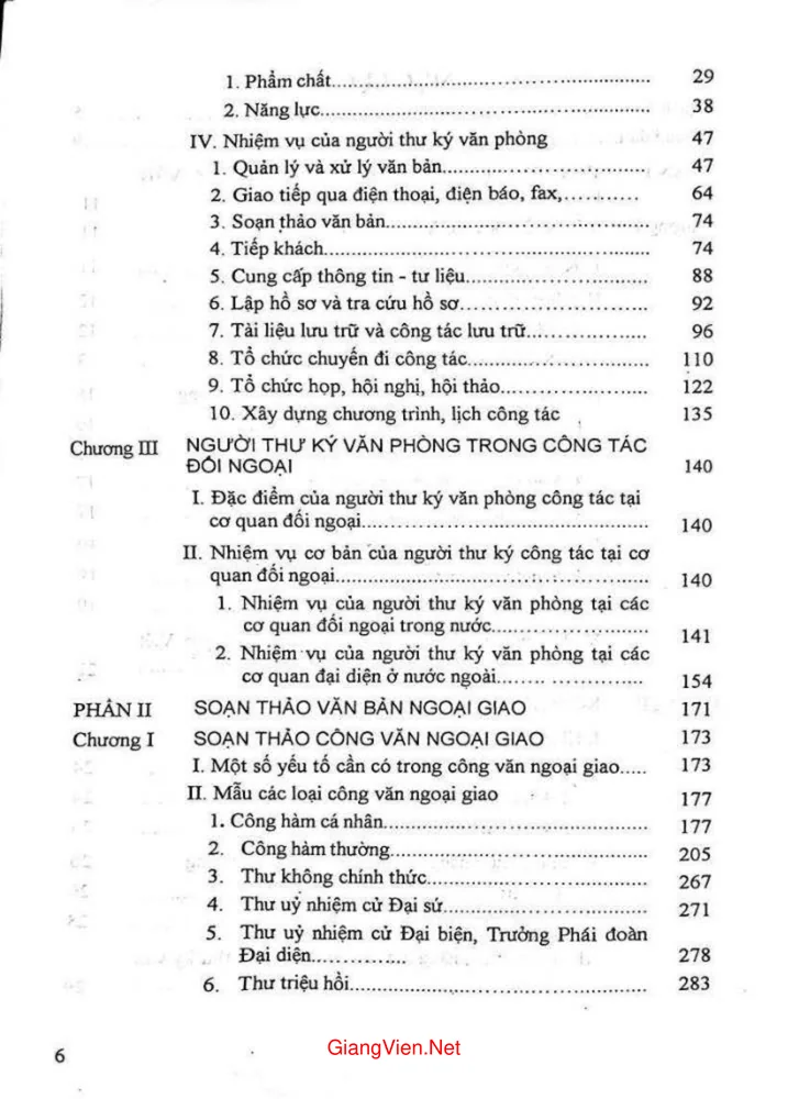 Trang 2 - Ảnh minh họa nội dung sách Giáo trình nghiệp vụ thư ký văn phòng đối ngoại