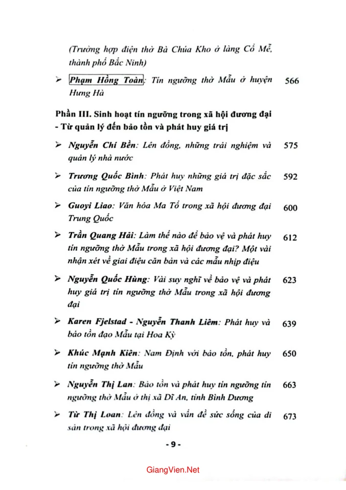 Trang 5 - Ảnh minh họa nội dung sách Nghiên cứu thực hành tín ngưỡng trong xã hội đương đại trường hợp tín ngưỡng thờ mẫu