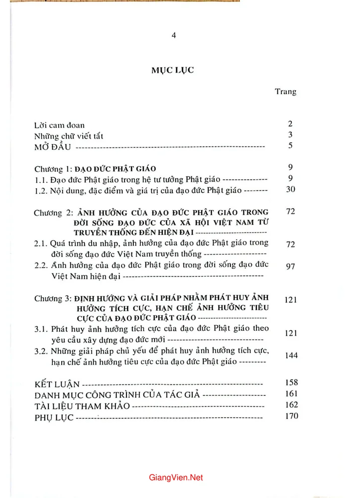 Trang 1 - Ảnh minh họa nội dung sách Ảnh hưởng của đạo đức phật giáo trong đời sống đạo đức của xã hội Việt Nam hiện nay - Luận án tiến sĩ triết học 2004
