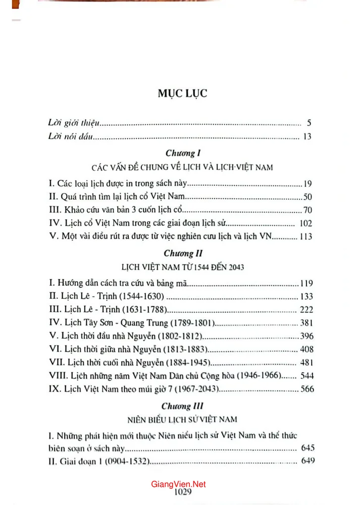 Trang 1 - Ảnh minh họa nội dung sách Năm trăm năm lịch Việt Nam 1544 đến 2043