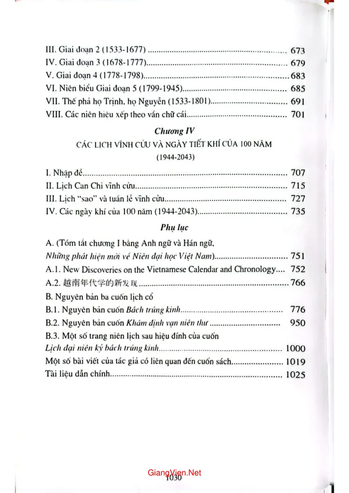 Trang 2 - Ảnh minh họa nội dung sách Năm trăm năm lịch Việt Nam 1544 đến 2043