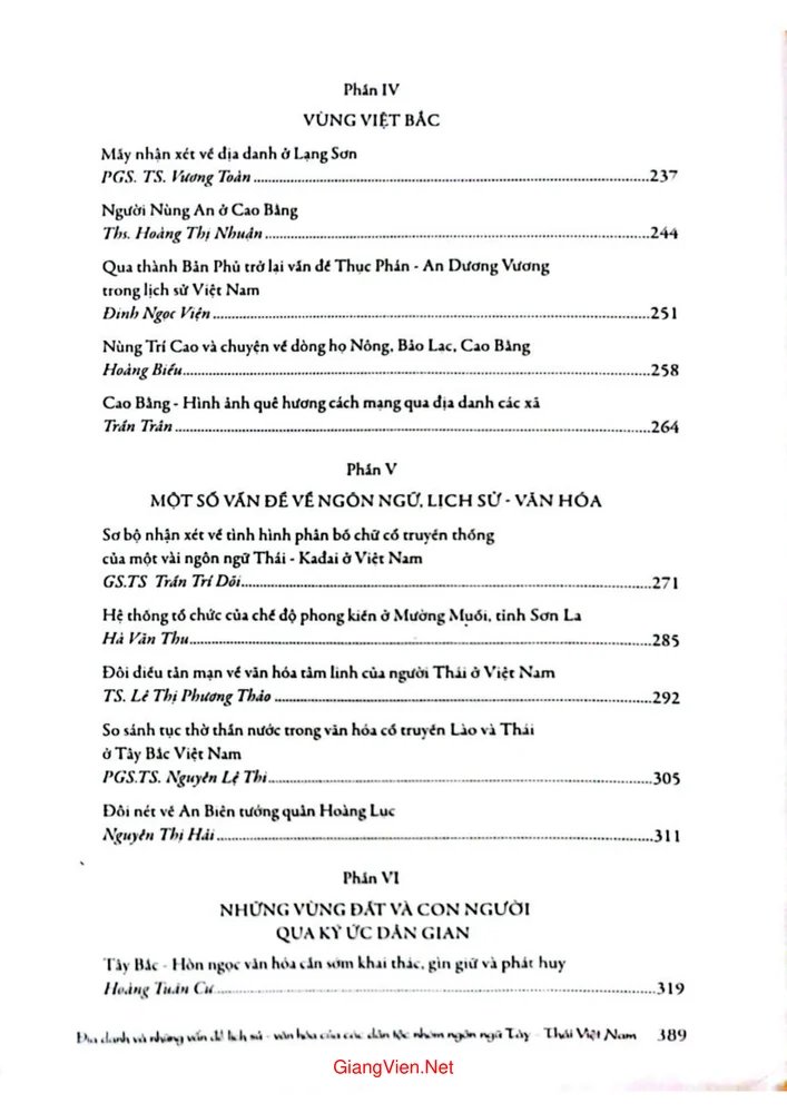 Trang 3 - Ảnh minh họa nội dung sách Địa danh và những vấn đề lịch sử văn hóa của các dân tộc nhóm ngôn ngữ Tày - Thái Việt Nam