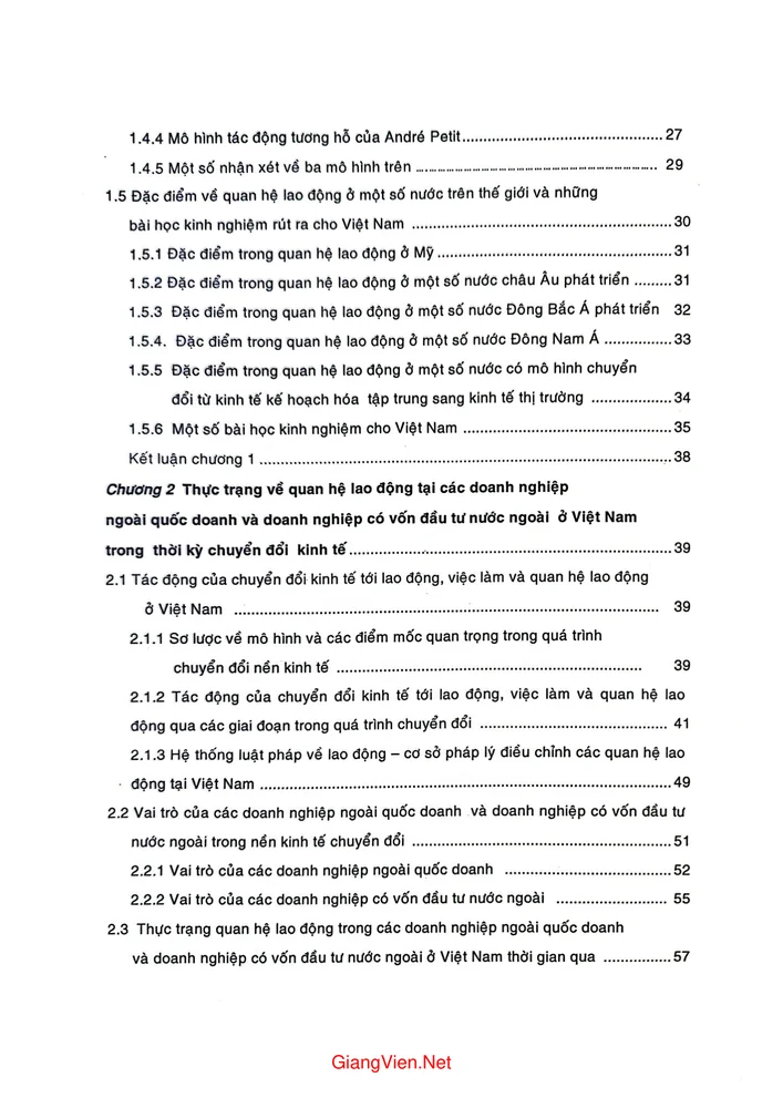 Trang 2 - Ảnh minh họa nội dung sách Một số vấn đề về quan hệ lao động tại các doanh nghiệp ngoài quốc doanh và doanh nghiệp có vốn đầu tư nước ngoài ở Việt Nam trong thời kỳ chuyển đổi kinh tế (khảo sát ở TP Hồ Chí Minh)