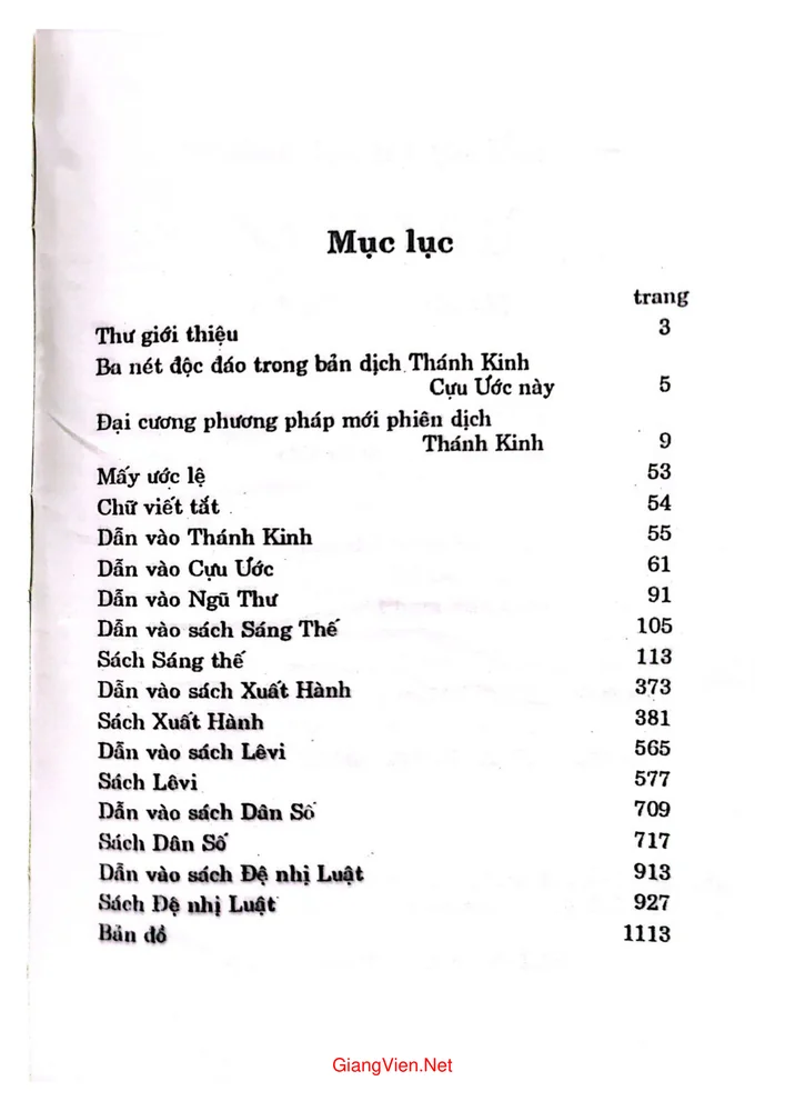 Trang 1 - Ảnh minh họa nội dung sách Thánh Kinh Cựu ước (Ngũ thư)