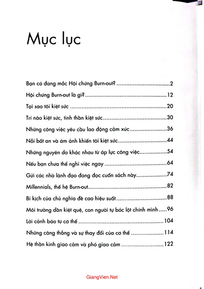 Trang 1 - Ảnh minh họa nội dung sách Tâm lý học về hội chứng Burn out