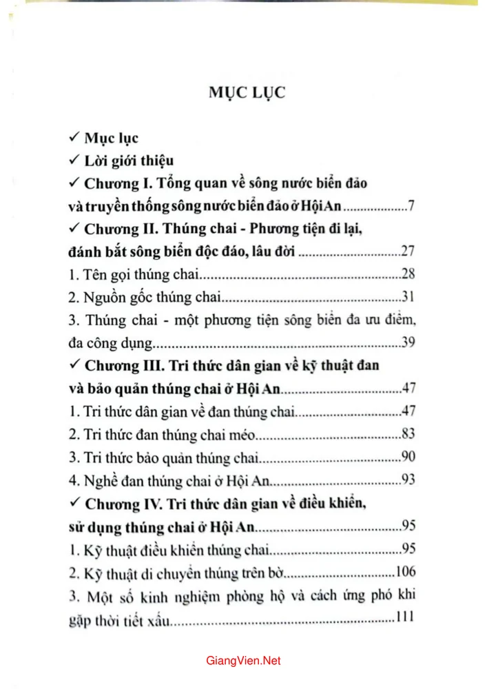 Trang 1 - Ảnh minh họa nội dung sách Thúng Chai ở Hội An