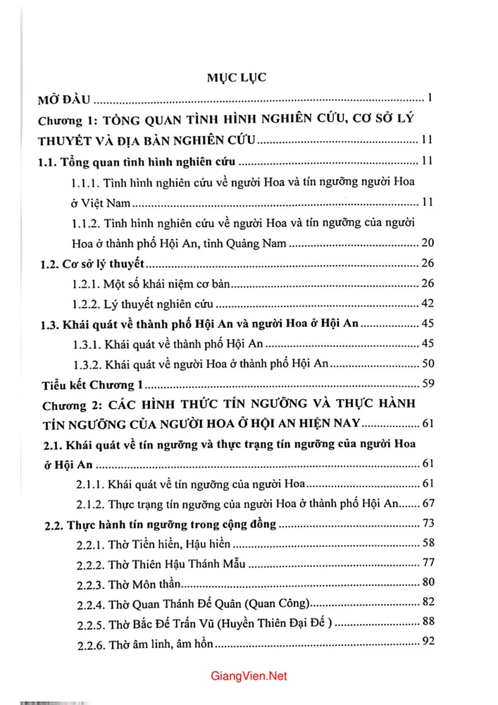 Trang 1 - Ảnh minh họa nội dung sách Tín ngưỡng của người Hoa ở thành phố Hội An, tỉnh Quảng Nam hiện nay