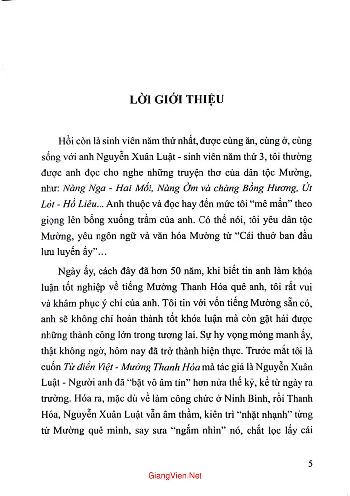 Trang 1 - Ảnh minh họa nội dung sách Từ điển Việt Mường Thanh Hóa